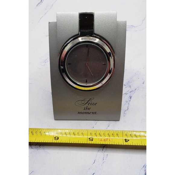 Miniature Pewter Seize The Moment Motivational 3 Inch Quartz Desk Clock - Picture 7 of 9